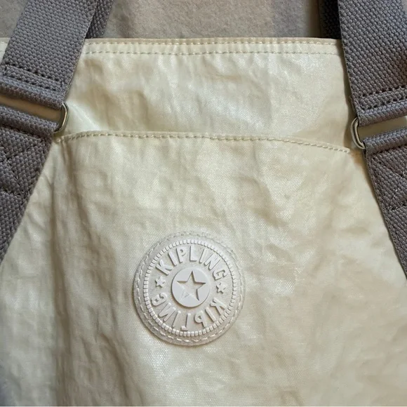 Kipling Cream and Gray Overnight Tote Bag - Picture 5 of 14